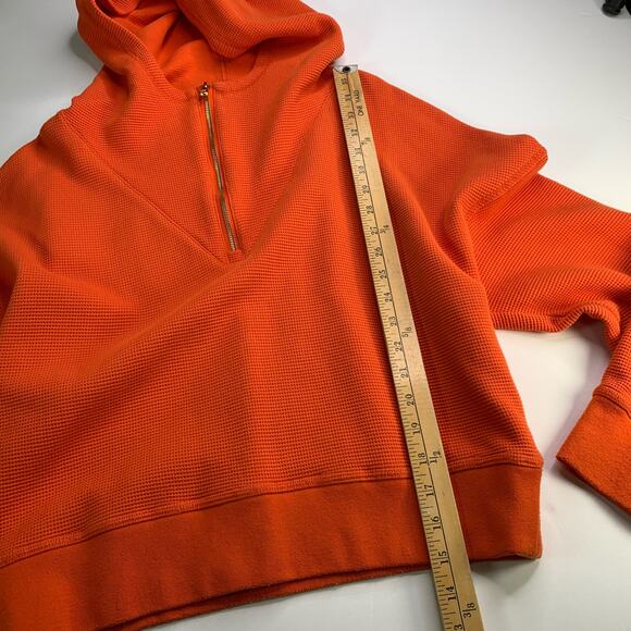Fabletics Lizzie Half Zip Hoodie Women’s M Orange Waffle Knit Pullover - Picture 13 of 16